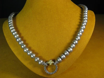 珍珠项链 BARBARA BIXBY 戒指圆形灰色花朵连接器 SS 18K 灰色礼物  — 第 1/4 张图片