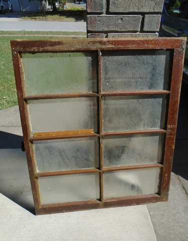 2 Large Vintage Farmhouse old wood Texture Glass Wndows sash 8 panel Cover