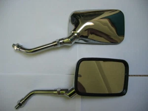 HONDA SUZUKI 10mm chrome Rectangle Motorcycle Mirrors new right hand thread - Picture 1 of 1