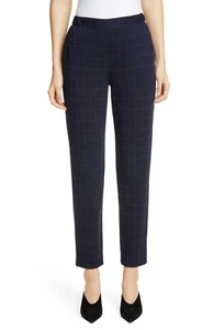 St. John Collection Sz S Windowpane Slim Ankle Pants Navy $495 NWT - Picture 1 of 9