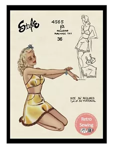 Knickers y sujetador franceses década de 1940 patrón de costura busto 36 - Imagen 1 de 2