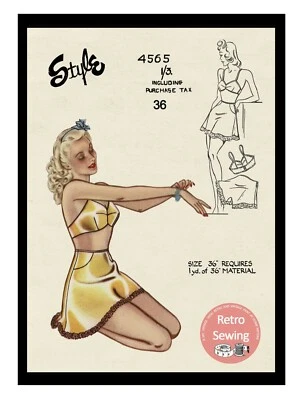 1940's French Knickers and Bra Sewing Pattern Bust 36 - Image 1 of 2
