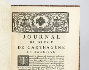 ANONYME Journal du siège de Carthagène en Amérique EDITION ORIGINALE Relié 1741 - Picture 1 of 1