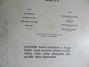 TEN YEARS AFTER - WATT- Orig 1970 Pochette Avant Première avec ticket de retrait - Imagen 1 de 4
