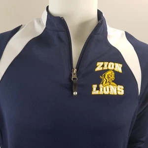 Holloway Fleece Quarter Zip Pullover Zion Lions Logo Embroidery Blue Size Small - Picture 1 of 10