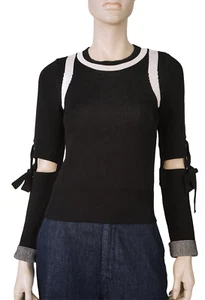 RACHEL Rachel Roy sz XS Tied Split-Sleeve Sweater in Black - Picture 1 of 4