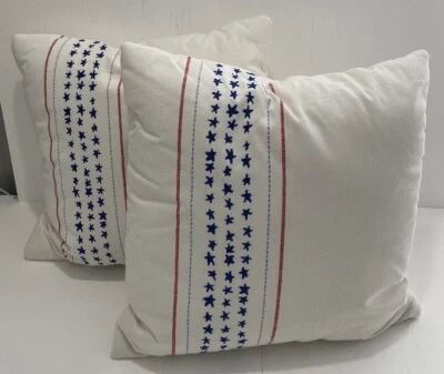 (Lote de 2) Almohada Umbral 100% Algodón Decorativa Estrellas Lanzables Blanca 18”X 18” Nueva Foto 1 de 3