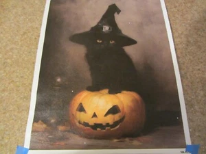 Black Cat and Pumpkin Poster 12 3/4" X 16 1/2" - Picture 1 of 1