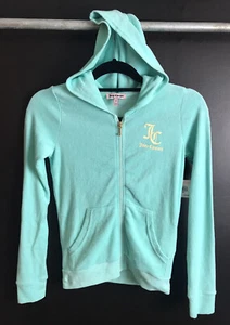 NEW Girls JUICY COUTURE Robertson Jacket Aruba Blue Terry Turquoise Aqua Sz 12 - Picture 1 of 9