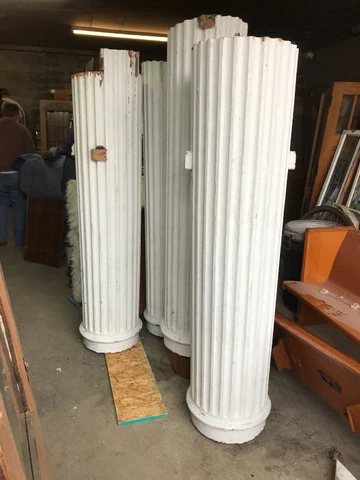 Set Of Antique Tapered Fluted Wood Exterior Columns And Capitals 9’ x 28” Cover