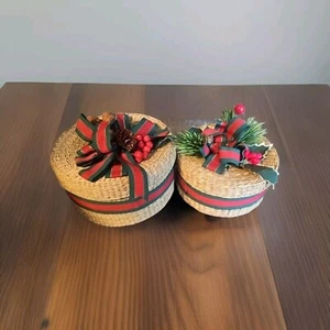 Woven Vintage Mcm Wicker Trinket Baskets - Picture 1 of 4