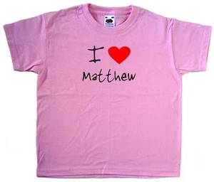 I Love Heart Matthew Pink Kids T-Shirt - Picture 1 of 1
