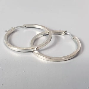 "Orecchini Cerchio Pendente Tono Argento Retro Metà Secolo Modernista Boho 1,5" - Foto 1 di 10