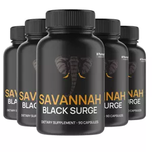 Savannah Black Surge Mens Health Supplement - 5 Bottles 300 Capsules - Picture 1 of 7