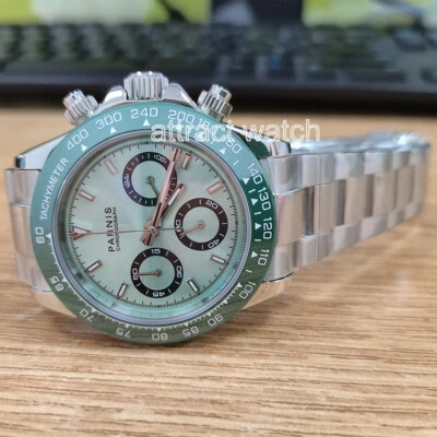 39mm Parnis Men Sport Chronograph Watch Quartz Movement Wristwatch 24-hours Dial - Image 1 of 4