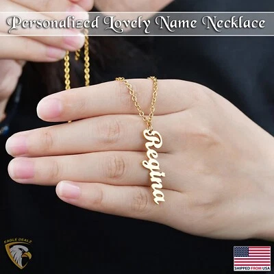 Necklace New Vertical Personalized Name Custom Necklaces Nameplate Charm Jewelry - Image 1 of 4