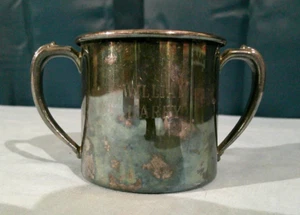 Antique Silver Plated Engraved Baby Cup - Picture 1 of 3