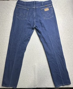 Wrangler Jeans Mens 40x34 Blue Denim Cowboy Cut Straight Leg Western Pants - Picture 1 of 12
