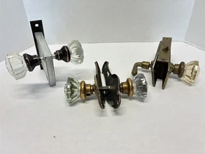 Lotto di 3 set di pomelli per porta in vetro vintage - Foto 1 di 17