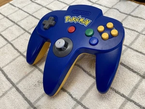 Nintendo 64 official Pokémon controller blue yellow N64 pokemon *cleaned* - Picture 1 of 16
