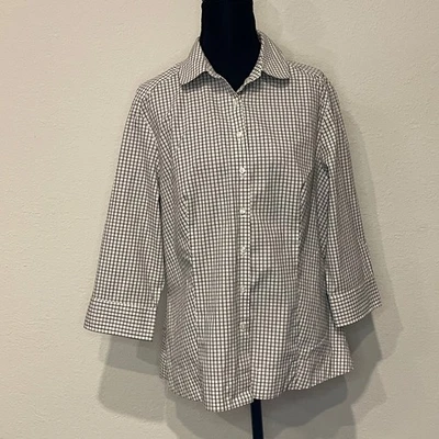 Riders by Lee Chic Classic Plaid Button Up Shirt 3/4 Sleeve Women Sz L EUC - Image 1 of 4