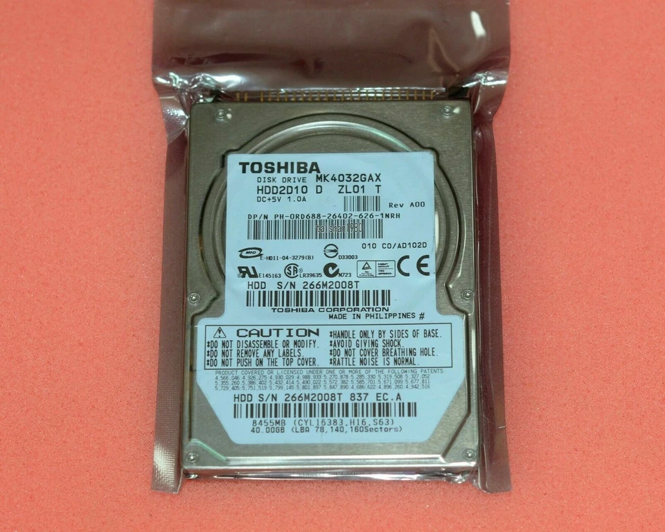 Toshiba 2.5" 40GB 5400rpm 8MB Cache IDE MK4032GAX Laptop HDD Hard Drive - Image 1 of 2