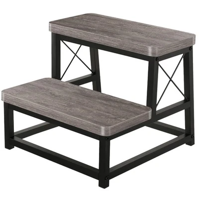 2 Tier Heavy Duty Wooden Step Stool for Adults High Bed 500 LBS Capacity - Image 1 of 4
