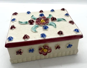 Keramik MCM Handbemalt Floral Schmuck Zigarettendose mit Deckel Italien - Bild 1 von 14