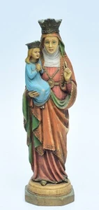 VINTAGE SAINT ANNE DE BEAUPRE WITH BABY JESUS  9" RESIN SCULPTURE SIGNED P.T. - Picture 1 of 6