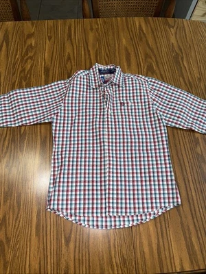 Camisa WRANGLER George Corte Vaquero Recto Niños L Verde Rojo Cuadros Abotonada Foto 1 de 4