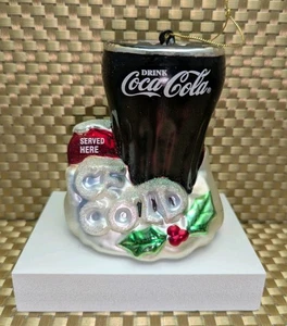 Coca Cola Weihnachten mundgeblasenes Glas Ornament Vintage Getränk - Bild 1 von 6