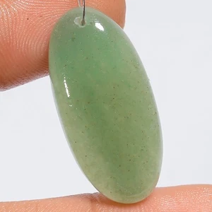 Natural Green Aventurine Oval Cabochon Drilled Gemstone 20 Ct 28X13X4 mm A-35092 - Picture 1 of 2