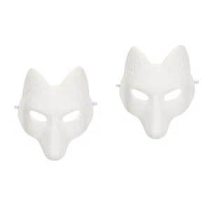 2 Pack Fox Face Sentence Man Child Blank White Mask Masks Decorate Cosplay - Afbeelding 1 van 12