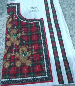 Christmas Teddy Bear Apron -  37” W X 35” L Fabric Panel - Picture 1 of 2