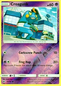 "Croagunk" #54/147 Sm-Burning Shadows Reverse Holo TCG! Lightley Played! - Picture 1 of 3
