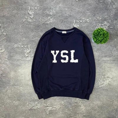 Sudadera Pullover Vintage YSL Saint Laurent Paris Big Center Logo Lujo Talla S Foto 1 de 4