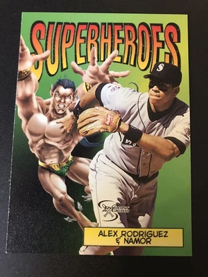 1998 Skybox Dugout Axcess Superheroes Alex Rodriguez & Namor #8SH - Image 1 of 2