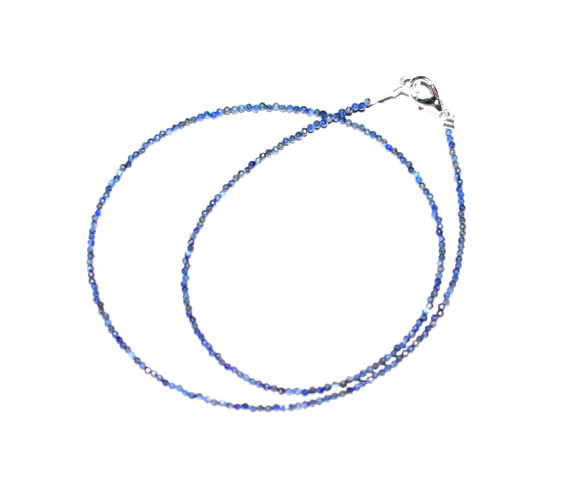 30.5cm Naturale Lapislazzuli Collane 925 Argento Sterling 2 MM Perline Gemma - Immagine 1 di 4