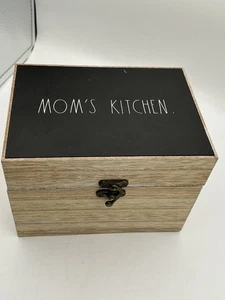 Rae Dunn Recipe Rustic Wood Box with Black Lid and Hinge Closure Farmhouse Style - Picture 1 of 8