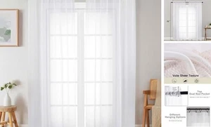 Transparente Vorhänge 84 Zoll lang 2 Paneele Set für 42" B x 84" L (2er Pack) weiß - Bild 1 von 8