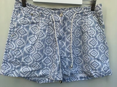 Linen Shorts primark size 12 blue white W34" drawstring womens  - Image 1 of 4