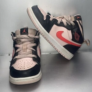 Nike Air Jordan 1 Mid TD Atmosphere Pink Black Toddler Size 8C - Picture 1 of 7