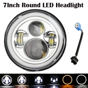 7" INCH LED HEADLIGHT E MARKED RHD FOR LAND ROVER DEFENDER 110 90 CHROME - Picture 1 of 12
