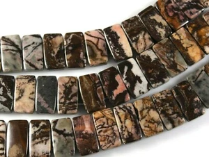 OUTBACK JASPER 10x20MM DOUBLE DRILL RECTANGLE BRACELET BEADS 8" STR - Picture 1 of 1