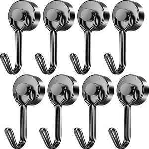 8 PCS Magnetic Hooks Heavy Duty 30LBS Neodymium for Fridge, Kitchen, Office - Picture 1 of 6