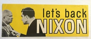 RICHARD NIXON & KRUSCHTSCHOW 1960 UNBENUTZTER AUFKLEBER PRÄSIDENTSCHAFTSKAMPAGNE * LET'S BACK - Bild 1 von 2