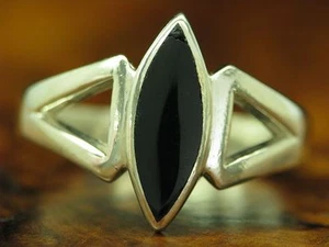 925 Anello IN Argento Sterling con Onice Ricoperto / Vero Argento / 3,7g / Rg 57 - Foto 1 di 3