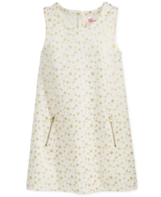 Girls Shift Dress Epic Threads Holiday Metallic Stars Gold Ivory Size M NWT - Image 1 of 4
