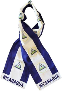 Foulard léger style tricoté imprimé drapeau pays Nicaragua 8"x60" - Photo 1/1