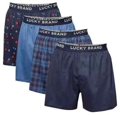 Lucky Brand Knit Boxer Shorts Cotton Assorted Solid Color Underwear 4 Pack New - Image 1 of 4